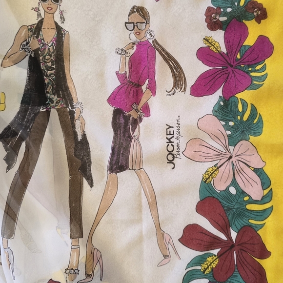 Playful JOCKEY Person to Person Fashionista Runway Sketches Sheer Oblong Scarf - Picture 2 of 5
